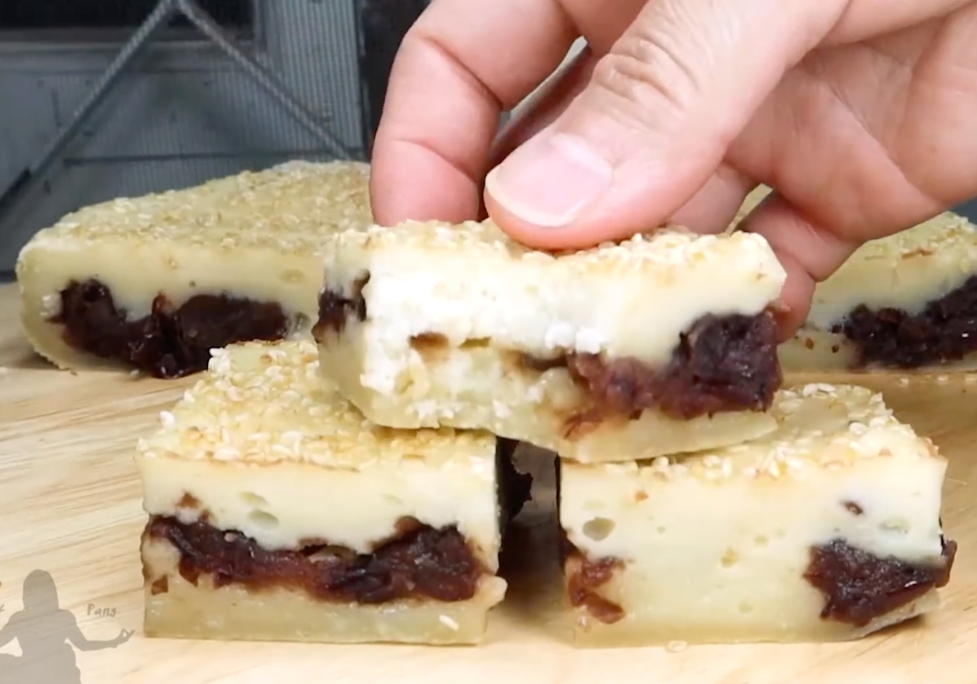Rice Cake With Red Bean Paste Recipe | Baked Glutinous Rice Cake Recipe